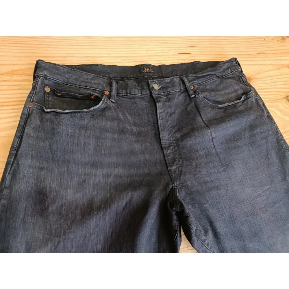 Polo Ralph Lauren Men's Dark The Hampton Relaxed Straight Jeans Zip Size 42 x 30